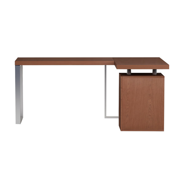 Chintaly Reversible Wooden Home Office Desk w/ 3Drawer & Steel